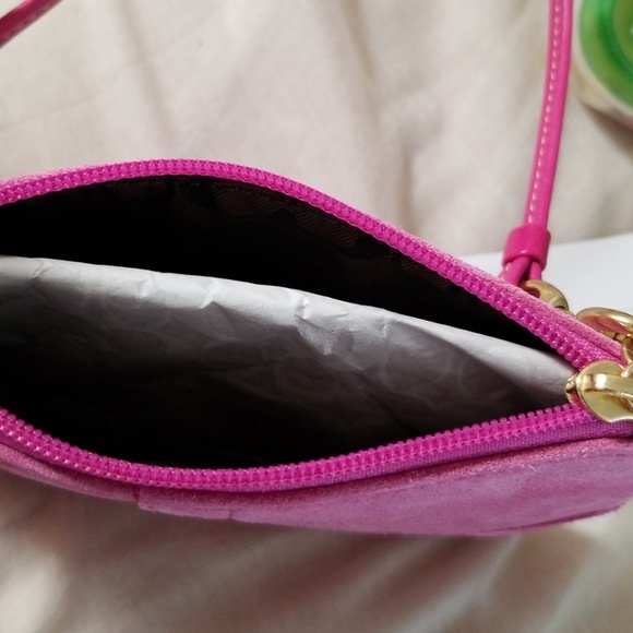 Coach Pink Suede Small Wristlet - Picture 4 of 5